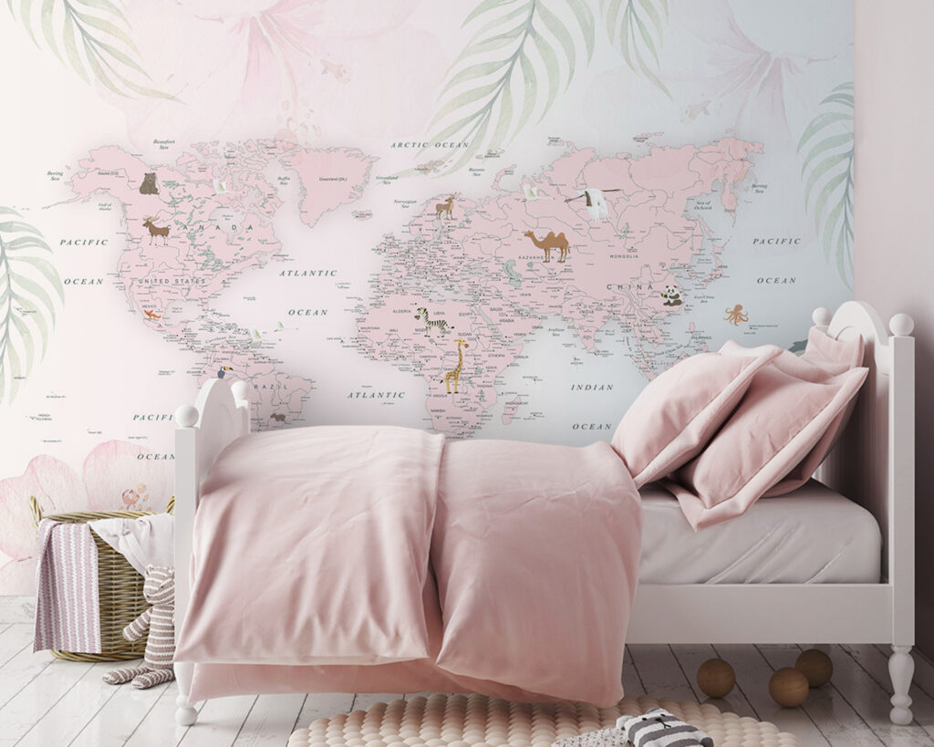 Map of the world with animals Map of the world with animals