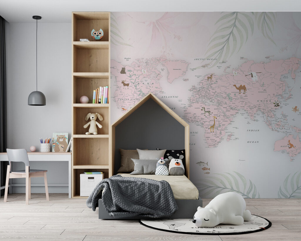 Map of the world with animals Map of the world with animals