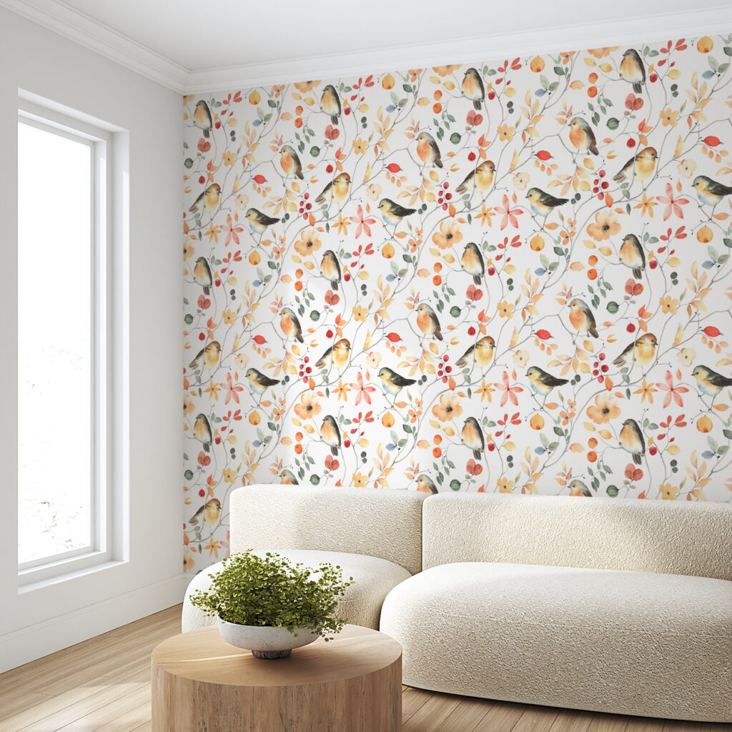 A pattern of birds and flowers A pattern of birds and flowers