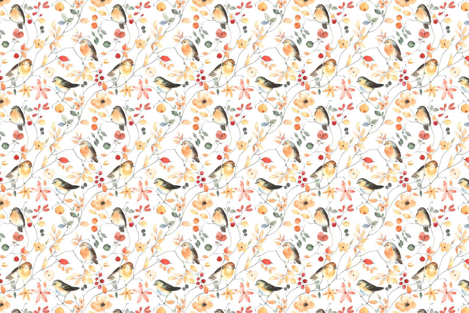 A pattern of birds and flowers A pattern of birds and flowers