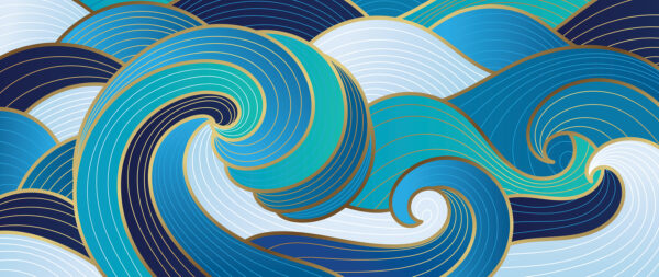 A blue and white swirly waves A blue and white swirly waves
