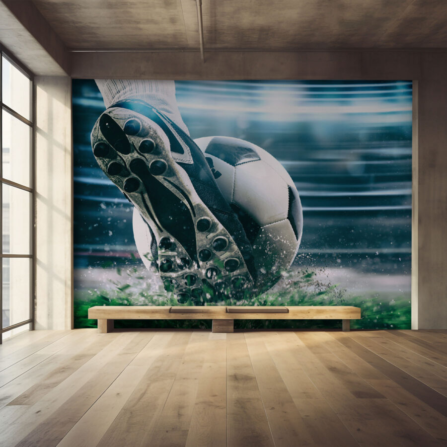 Egy labdát rúgó futball-labda