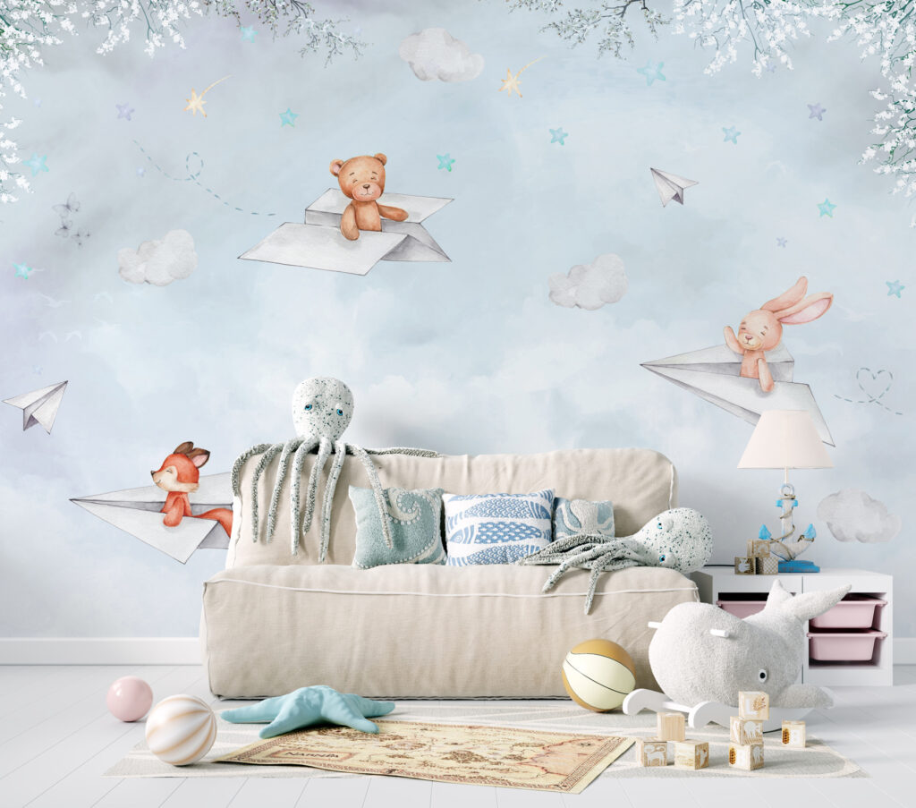 A paper planes and teddy bears A paper planes and teddy bears