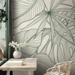 Fotótapéta Elegáns zöld lombos mintás design