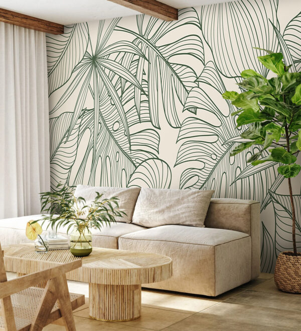 Elegáns zöld lombos mintás design Fotótapéta Elegáns zöld lombos mintás design