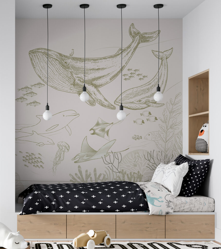 A drawing of a whale and a whale A drawing of a whale and a whale