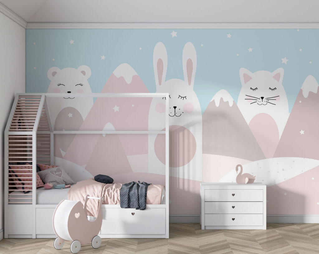 A group of animals in a landscape