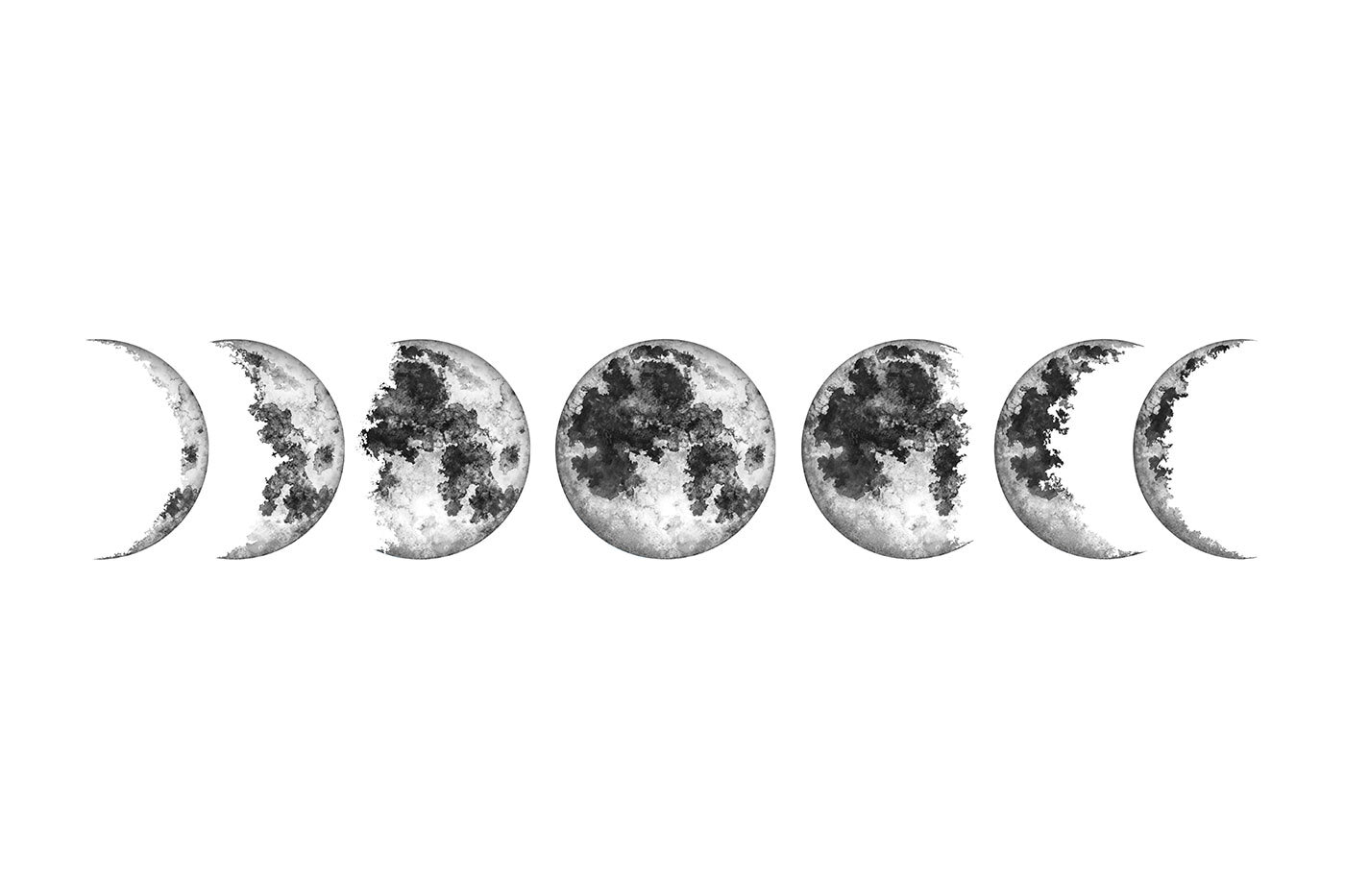 A row of phases of the moon A row of phases of the moon