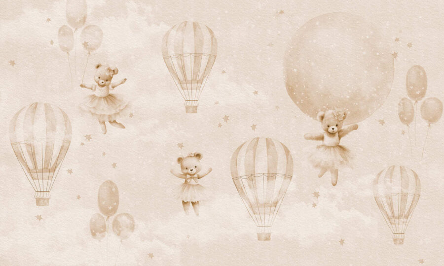 Fotótapéta Egy csoport mackó és hőlégballonok - Image 4