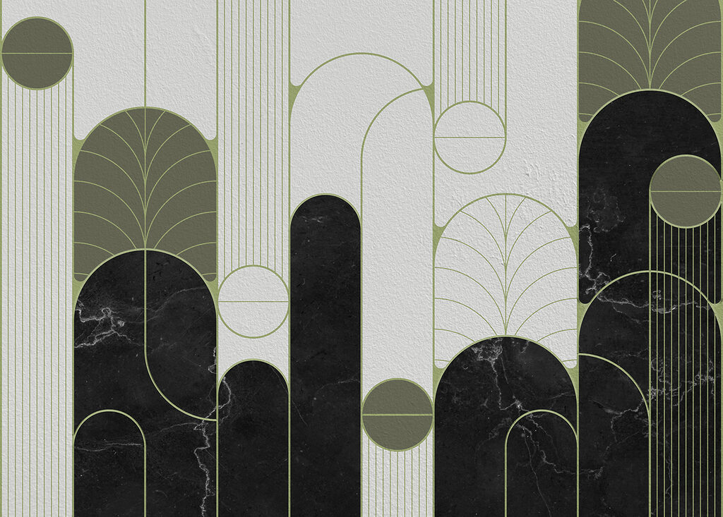 A black and white art deco design