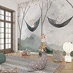 Fotótapéta Egy zsiráf és egy medve függőágyban