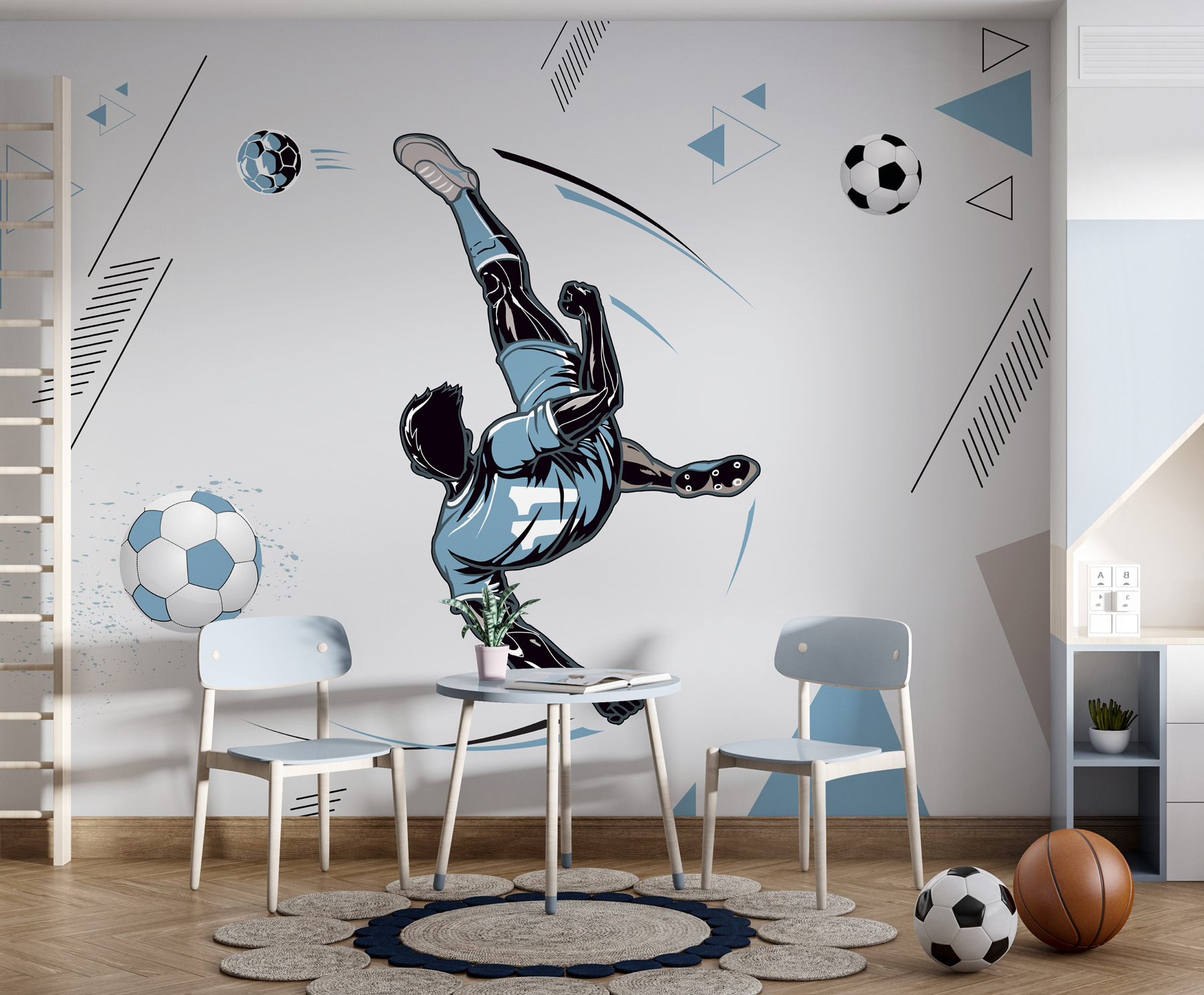 A football player kicking a ball