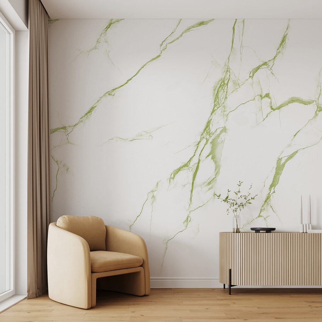 A white and green marble