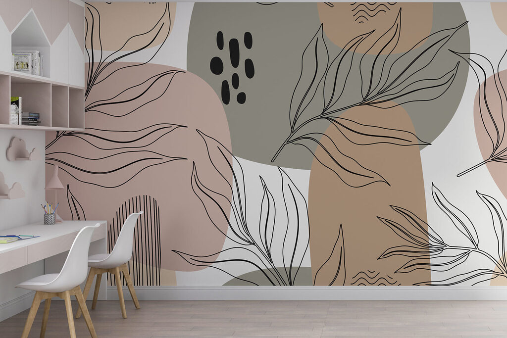 A pattern of leaves and shapes