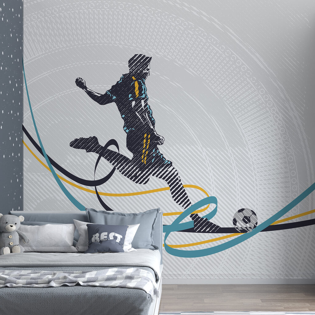 A man kicking a football ball