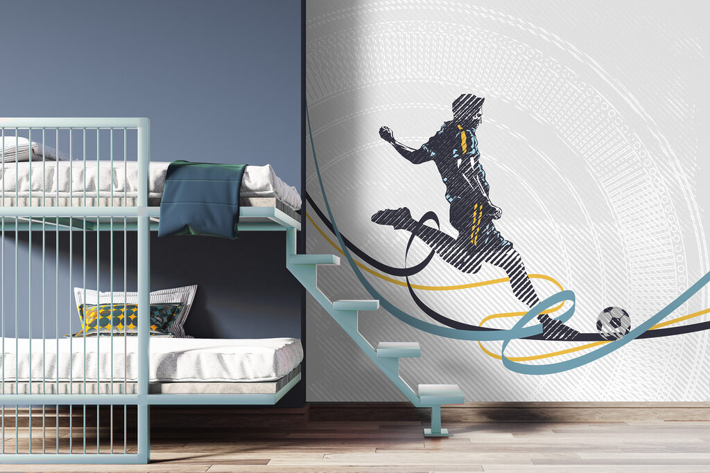 A man kicking a football ball