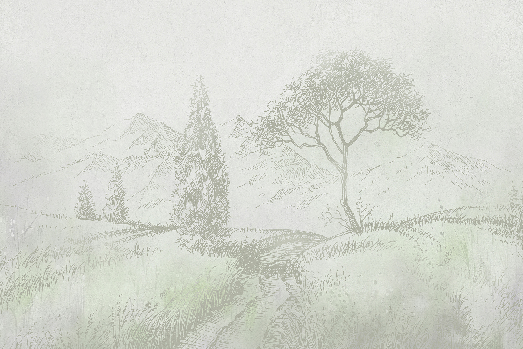 A drawing of a landscape