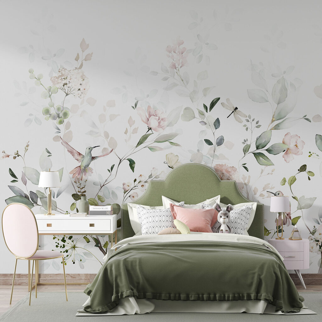 A painting of flowers and birds A painting of flowers and birds