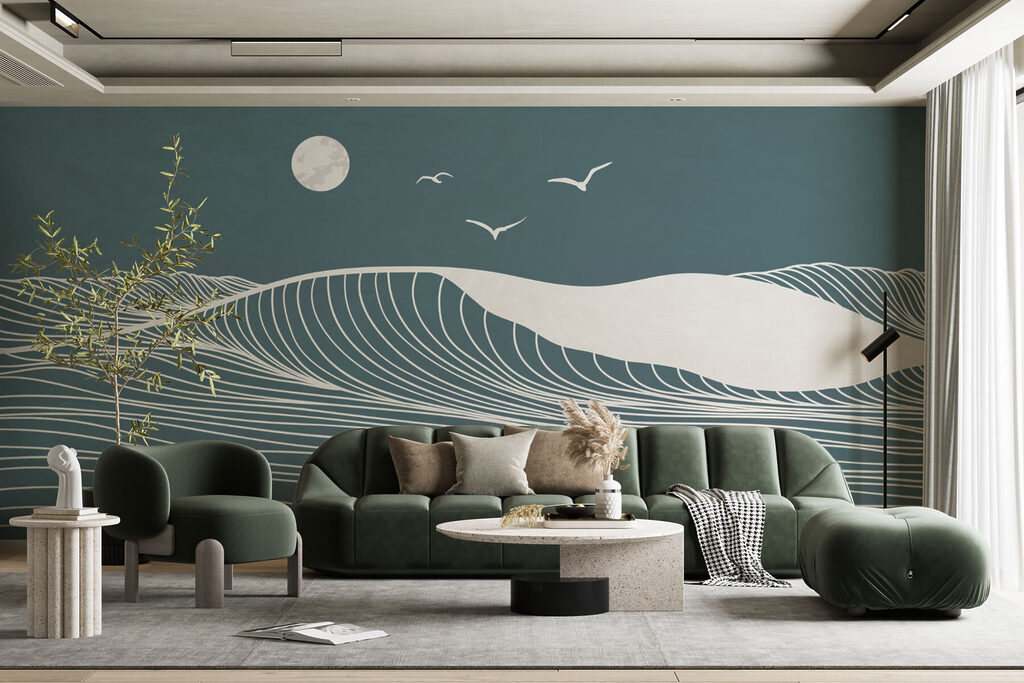 Waves and birds in the sky