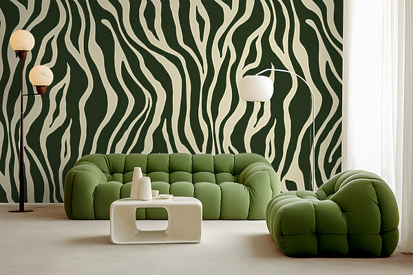 A green and white zebra print A green and white zebra print