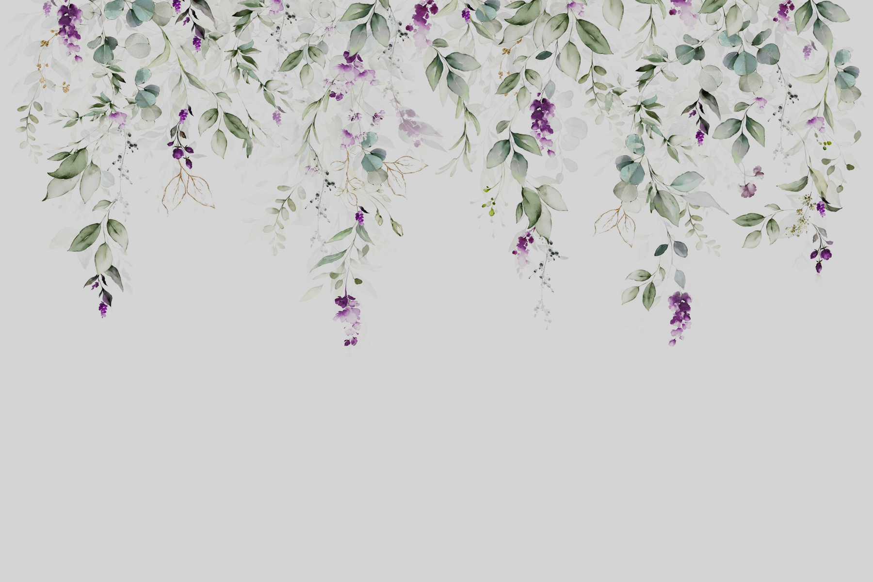 A painting of leaves and flowers A painting of leaves and flowers