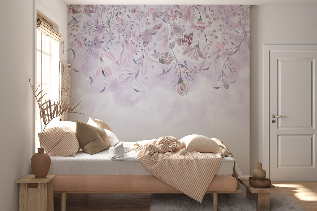 A purple and white floral design