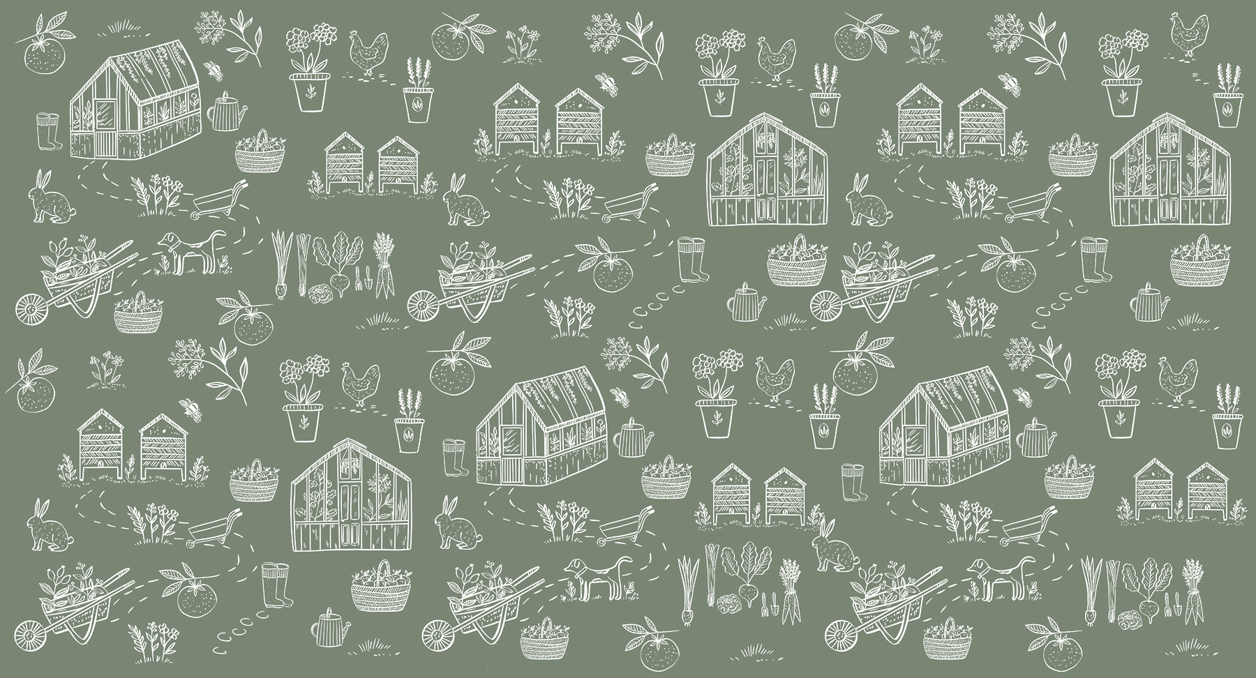 A pattern of farm items