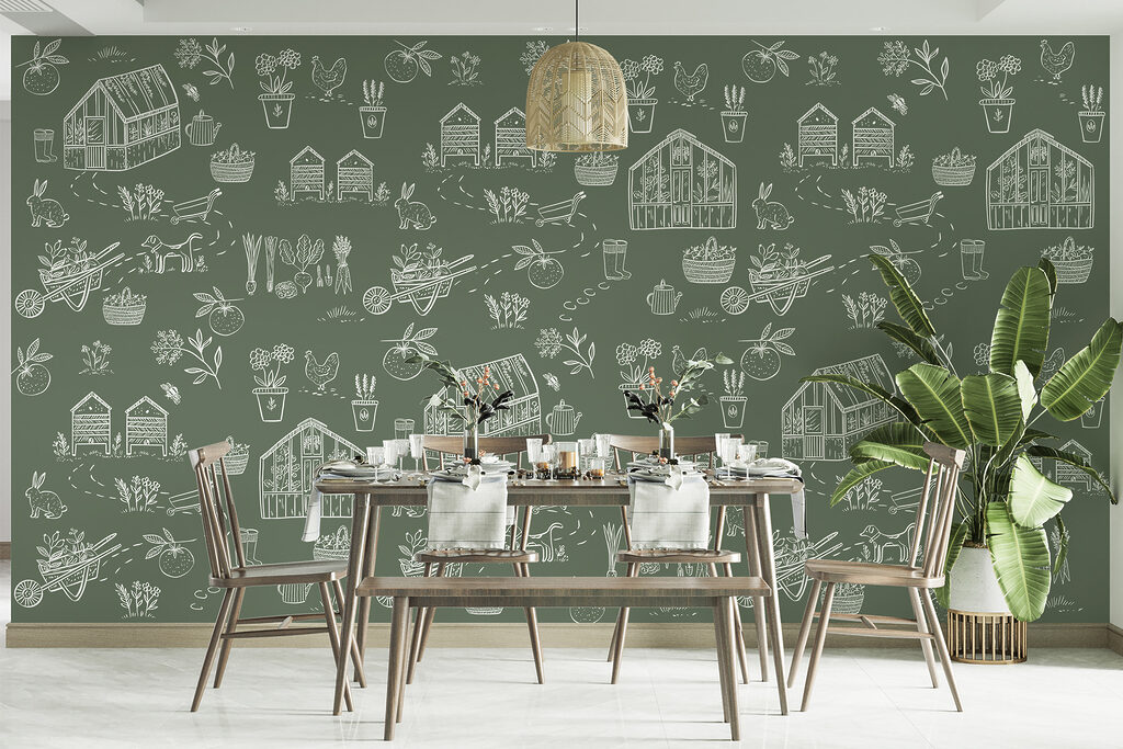 A pattern of farm items