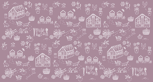 A pattern of farm items