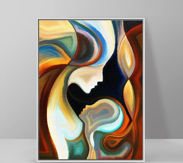 Vászonképek Színes háttér egy pár arccal