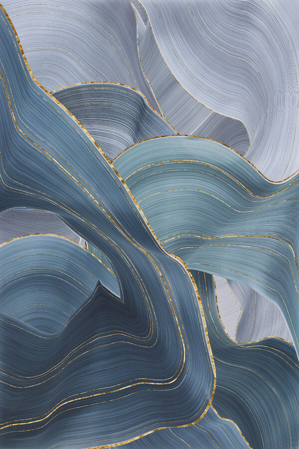 Flowing waves of serene blue tones