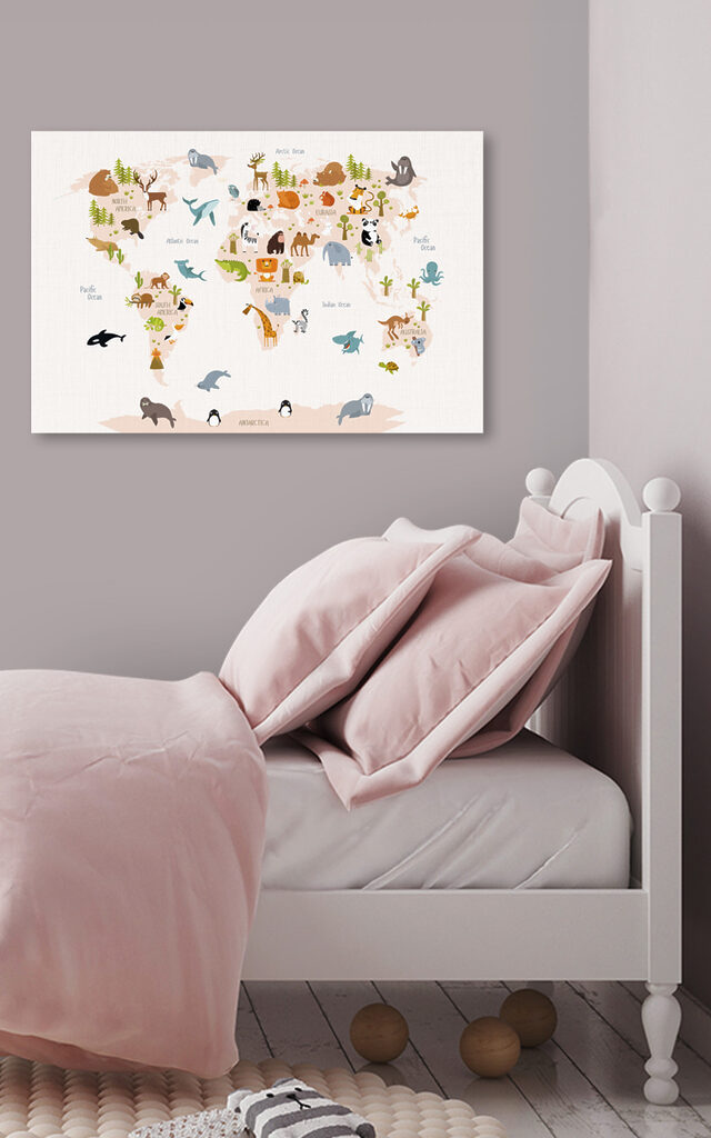 A map of the world with animals A map of the world with animals