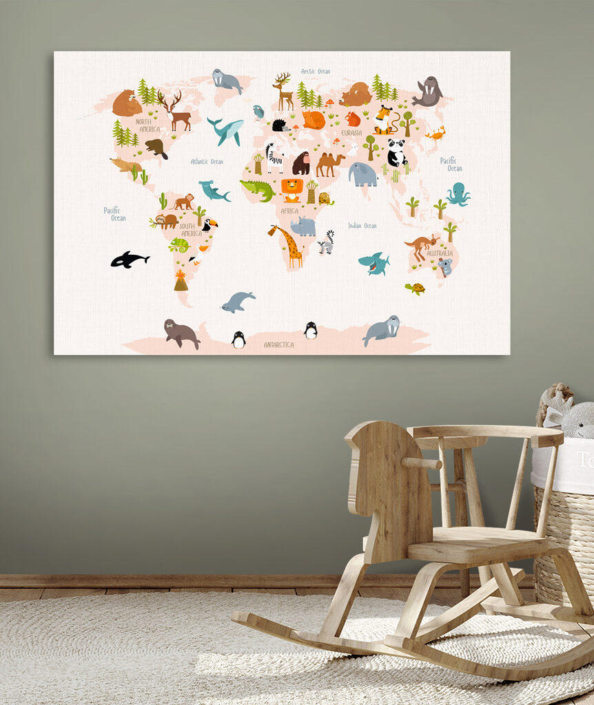 A map of the world with animals A map of the world with animals