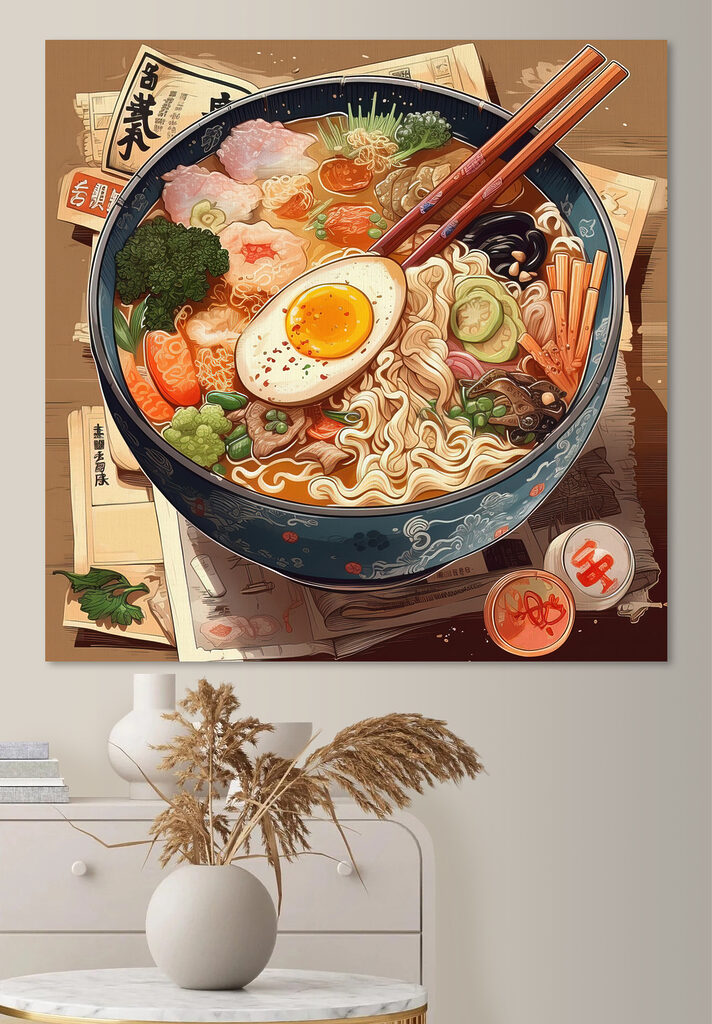 A bowl of ramen with chopsticks and an egg A bowl of ramen with chopsticks and an egg