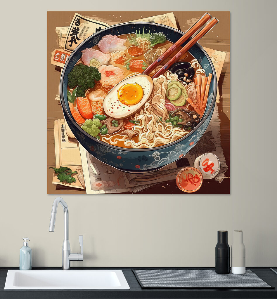 A bowl of ramen with chopsticks and an egg A bowl of ramen with chopsticks and an egg