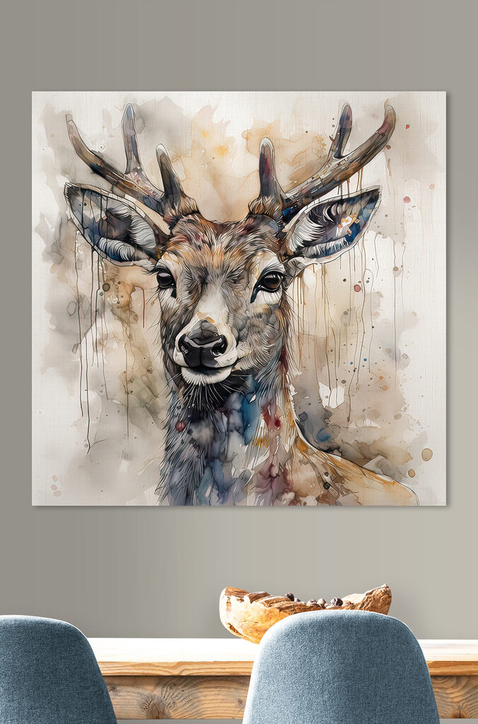 A watercolor of a deer