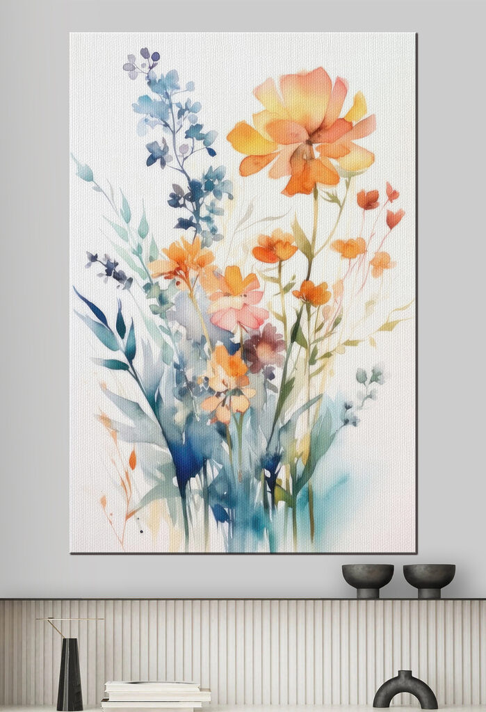 A painting of flowers and leaves A painting of flowers and leaves