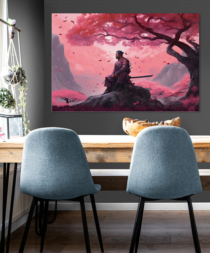 A man sitting on a rock with a sword