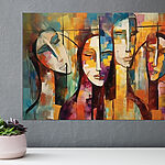 Vászonképek Egy festmény az emberek arcáról