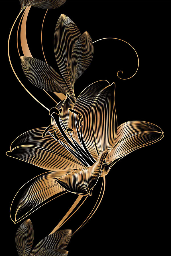 Elegant black and amber floral art Elegant black and amber floral art