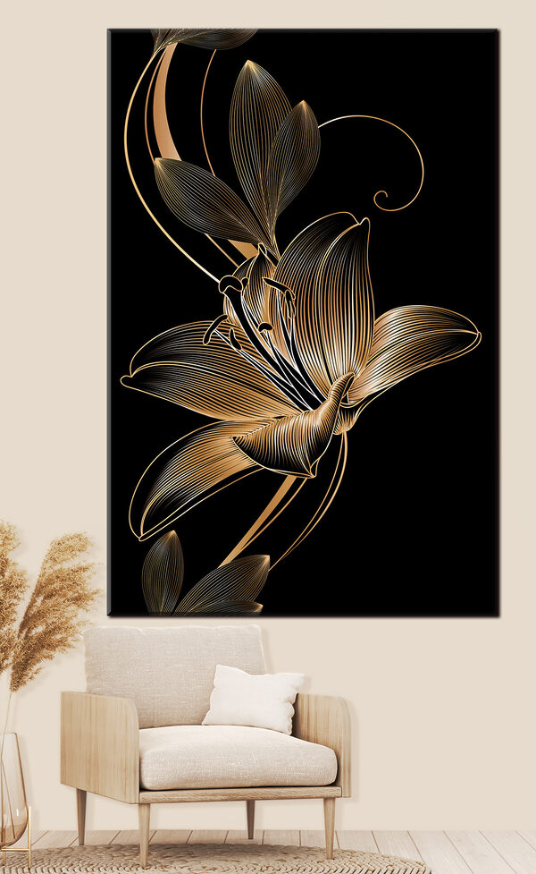 Elegant black and amber floral art Elegant black and amber floral art