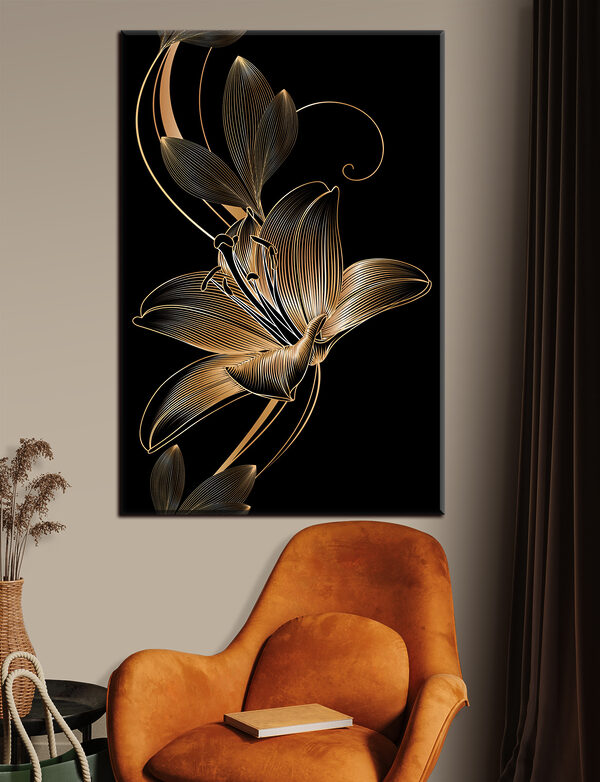 Elegant black and amber floral art Elegant black and amber floral art