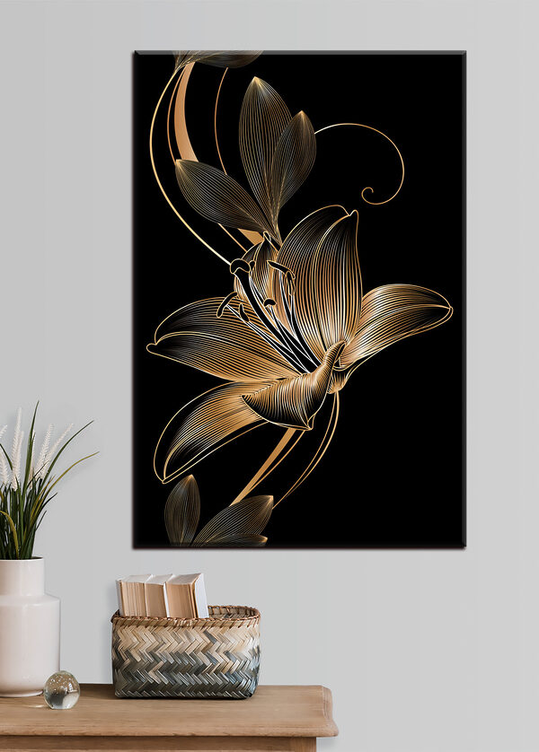 Elegant black and amber floral art Elegant black and amber floral art