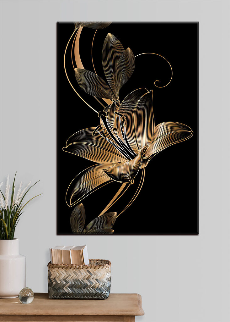 Elegant black and amber floral art Elegant black and amber floral art