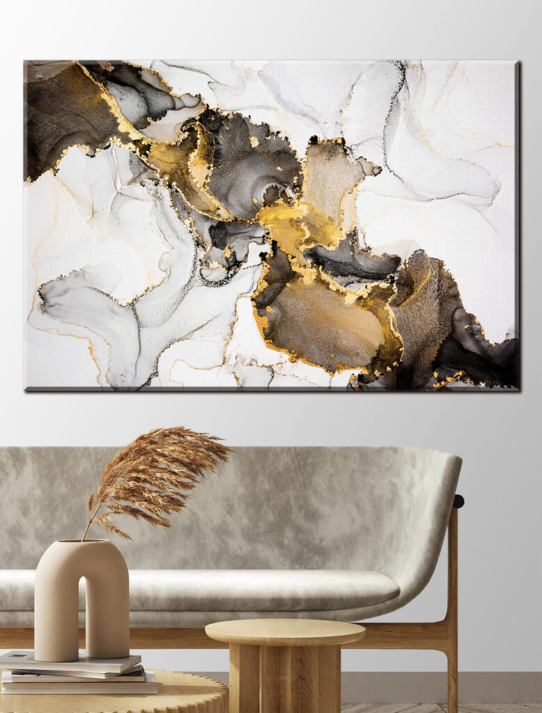 A close up of a painting