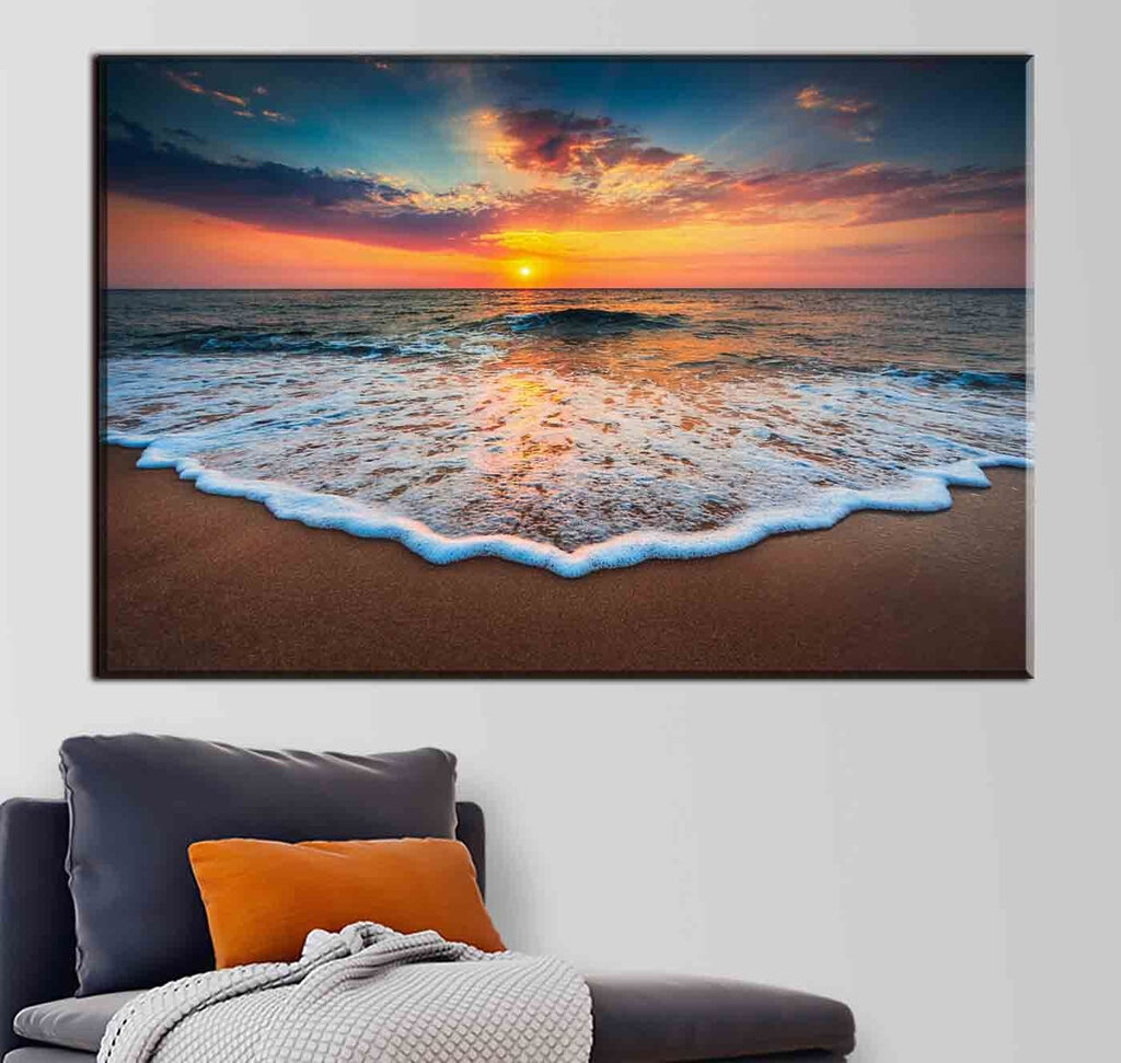 A sunset over a beach