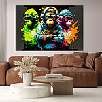 Fehér felhő az égen Vászonképek Egy csoport majom fejhallgatót és kapucnis pulóvert viselő majmok