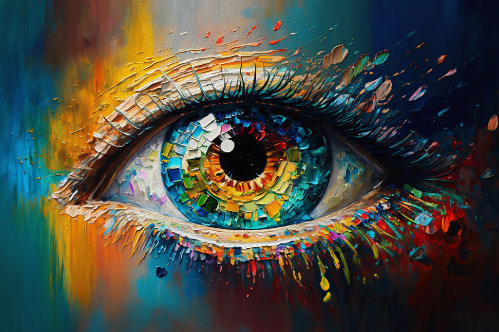 A colorful eye with many colors