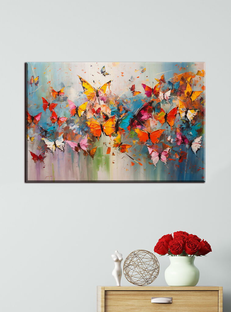 A group of butterflies flying