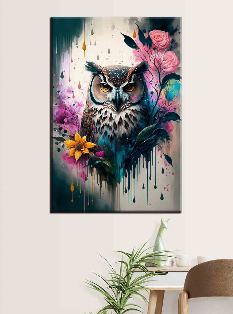 An owl with flowers